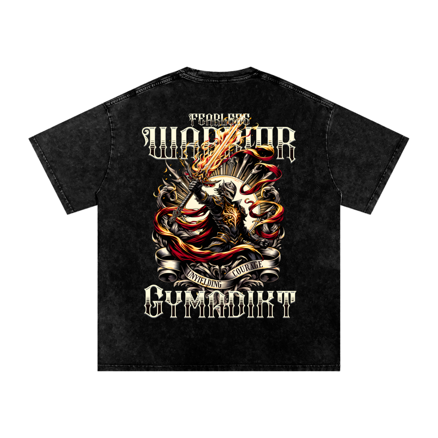Fearless Warrior Gymshirt – Unyielding Courage Vintage Washed Tee