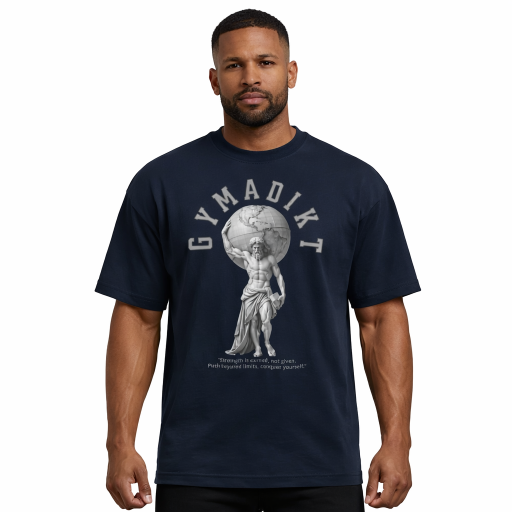 Gymadikt Oversized T-Shirt – “Atlas Power” God Front Graphic Tee