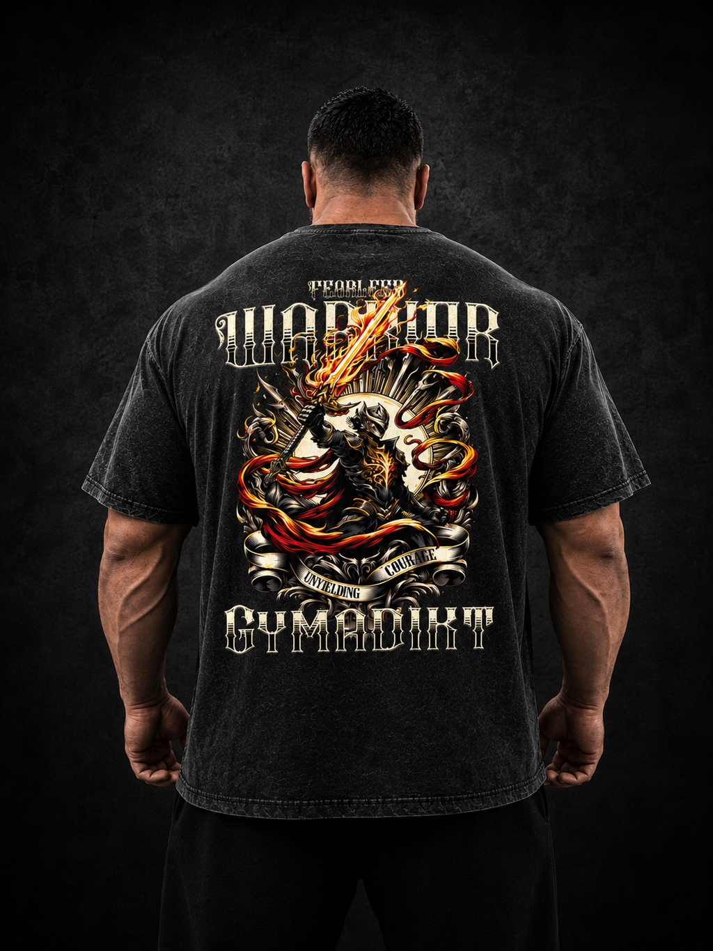 Fearless Warrior Gymshirt – Unyielding Courage Vintage Washed Tee